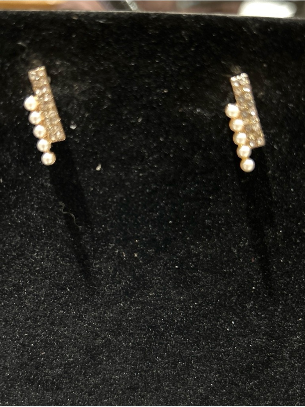 Gold color faux Pearl Drop Crystal Stud Earrings